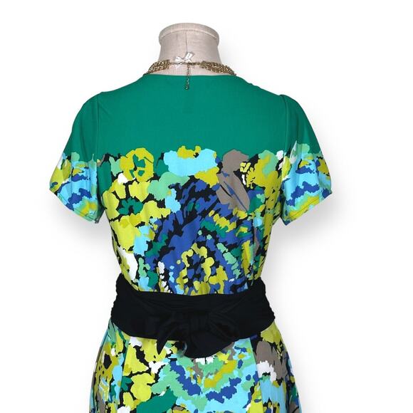 BCBGMAXAZRIA Emerald Tulip Dress Tie Waist Sheath Cocktail Green Chic Sexy Small - Picture 4 of 11